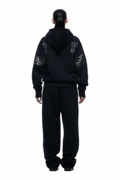 RHINESTONE LETTER ZIP HOODIE BLACK(Rhinestone Letter Zip Hoodie Black) -6pm Season 1337x2005 6PM Spring 0131 250310 6PM ECOM LOOK 05 419 min