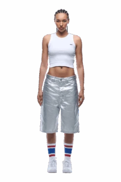 COATED DENIM SHORTS SILVER SURFER(Coated Denim Shorts Silver Surfer) -6pm Season 1337x2005 6PM 0128 2500610 6PM ECOM LOOK 18 1587