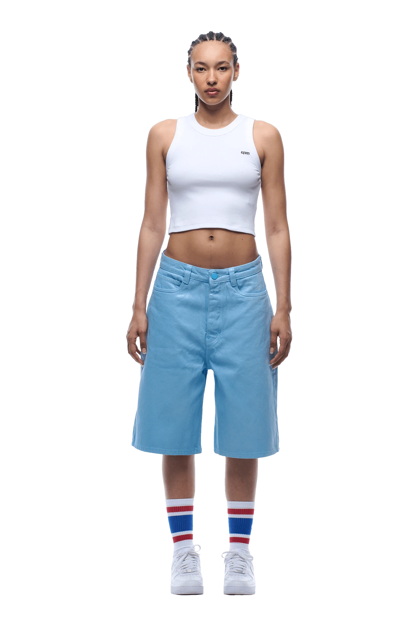 COATED DENIM SHORTS BABY BLUE(Coated Denim Shorts Baby Blue) 5 COATED DENIM SHORTS BABY BLUE(Coated Denim Shorts Baby Blue) - Image 5