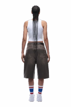 COATED DENIM SHORTS WASHED BROWN(Coated Denim Shorts Washed Brown) -6pm Season 1337x2005 6PM 0195 2500610 6PM ECOM LOOK 6 0389