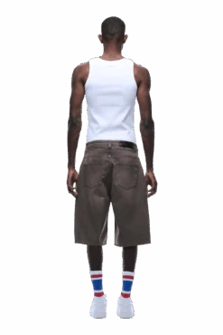 COATED DENIM SHORTS WASHED BROWN(Coated Denim Shorts Washed Brown) -6pm Season 1337x2005 6PM 0198 2500610 6PM ECOM LOOK 6 0190