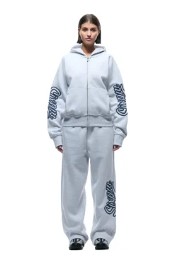 WAVE LOGO ZIP HOODIE LIGHT GREY(Zip Hoodie With Wave Logo Light Grey) -6pm Season 1337x2005 0072 141124 6PM BF24 LOOK 13 0477