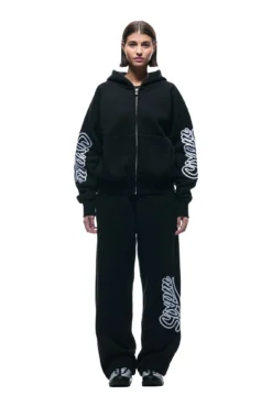 WAVE LOGO ZIP HOODIE BLACK(Zip Hoodie With Wave Logo Black) -6pm Season 1337x2005 0090 141124 6PM BF24 LOOK 16 0563