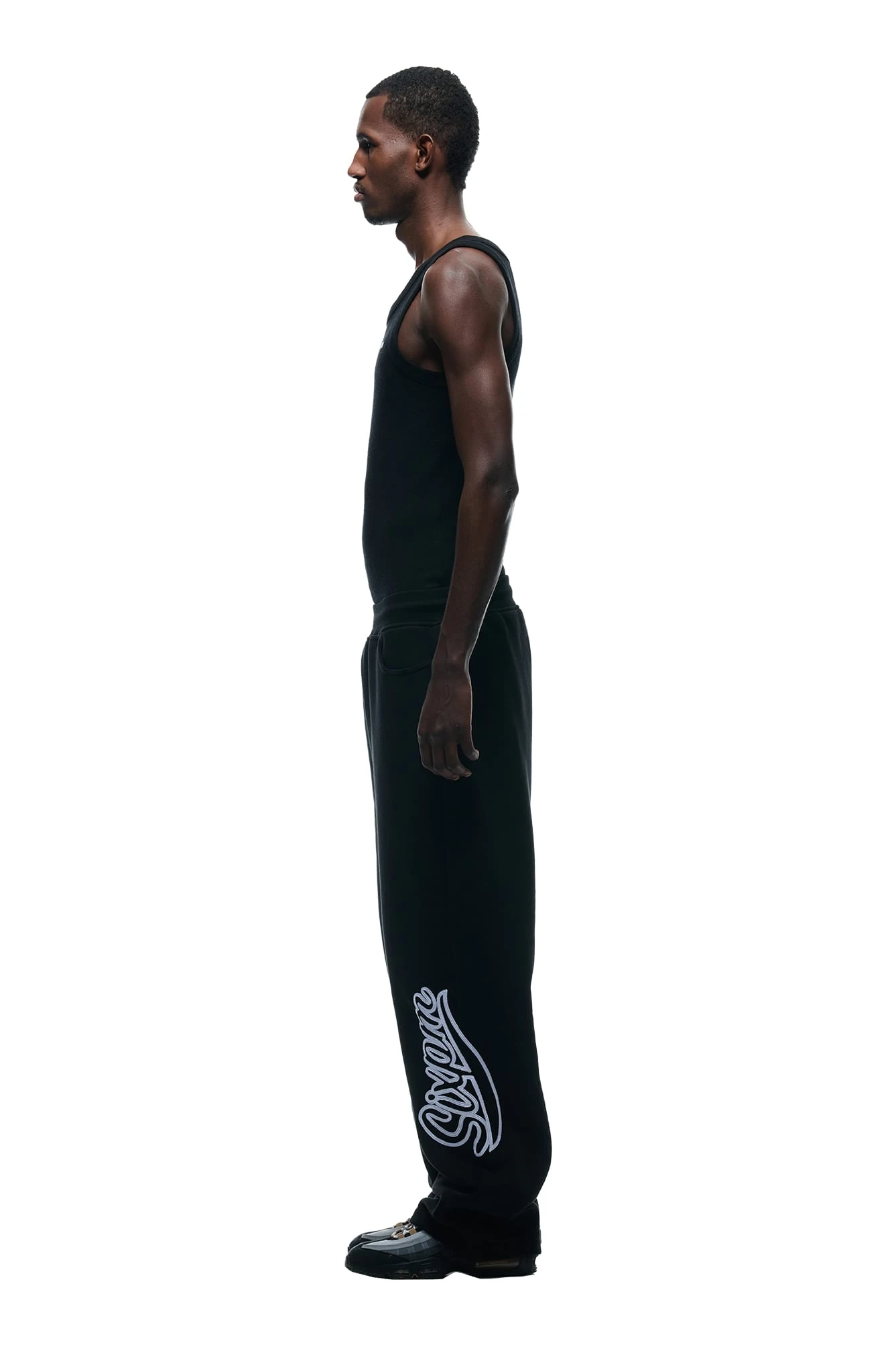 WAVE LOGO OPEN LEG BLACK(Open Leg Jogger With Wave Logo Black) 2 WAVE LOGO OPEN LEG BLACK(Open Leg Jogger With Wave Logo Black) - Image 2