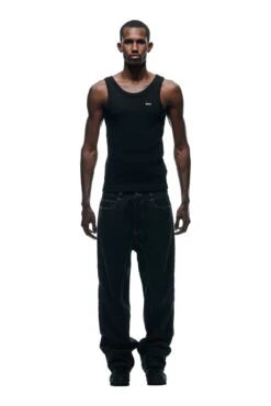 CENTER SEAM DENIM BLACK RAW(Regular Denim Seams Black Raw Denim)