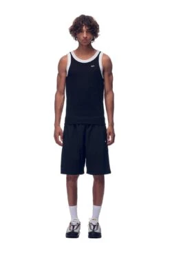NH TANKTOP BLACK/WHITE(Tanktop Waffle Knit Black White)