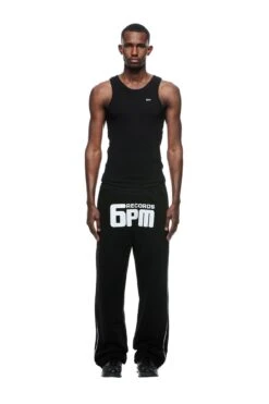 RECORDS OPEN LEG JOGGER BLACK(Records Sweatpants Black)