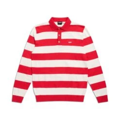 LS STRIPED POLO RED(Ls Striped Polo Red)